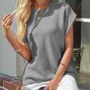 Saodimallsu Womens Cap Sleeve Sweater Top Summer Crew Neck Trendy Going Out Loose Knit Shirt (Gray)