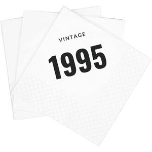 SharkBliss Vintage 1995 30th Birthday Cocktail Napkins, 100 Pack Black Vintage 1995 Disposable Paper Beverage Cocktail Napkins for His Her Thirty 30th Birthday Party, 2-Ply, 5x5" (1995 Black)