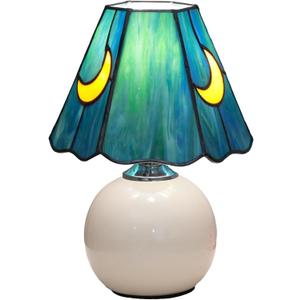 Tiffany Style Stained Glass Mushroom Table Lamp, Cute Small Bedside Night Light for Bedroom Living Room, Unique Aesthetic Home Decor Gift for Girls Women Birthday (Sea Blue)