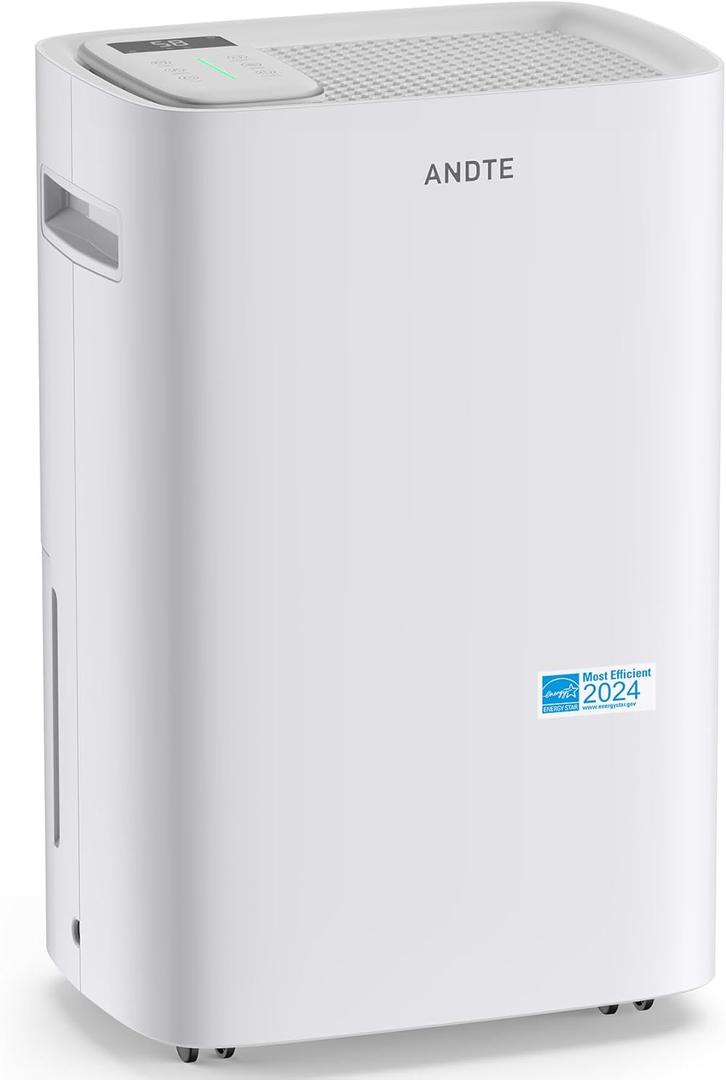 4500 Sq.Ft Energy Star 52 Pints Dehumidifier, ANDTE Home Dehumidifier for Basement, Large Room Dehumidifiers with Drain Hose for Bathroom Living room, Smart Humidity Control, Upgrated Touch Panel