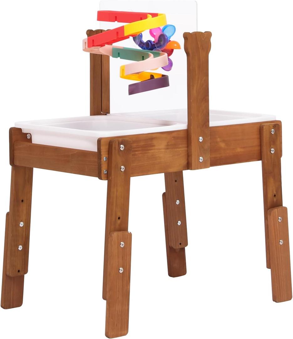 PHOKID Sand and Water Table for Toddlers,Wooden Sensory Play Activity Table,2 Sensory Bins, Acrylic Board & Water Track Toys,Montessori Kids Tables Learning Toy for Age 3+,Orignal Cedar Wood, 25.8 x 17.9 x 18 inches
