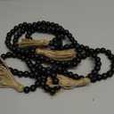 Geetery 2 Pcs 58'' Bead Garland with Tassels, Rustic Country Decor, Boho Wall Hanging for Farmhouse Style, Versatile Prayer Beads for Home, Table, or Wall Decoration (Black)