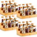 Colingmill 4 Pcs Bamboo Spice Rack Organizer for Cabinet 3 Tier Step Rack Spice Rack for Cabinet, Kitchen Can, Pantry, Cupboard, Bathroom Washroom Countertop Cosmetics Storage, 12 x 7.7 x 4.14 Inch