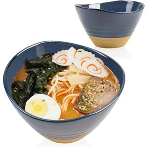 NUTRIUPS Ceramic Ramen Bowl Set, Japanese Noodle Soup Bowls, 28oz Tableware Noodle Bowl Set of 2