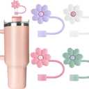Velaco 4 Pcs 0.4in/10mm Diameter Silicone Straw Covers Cap Compatible with Stanley 20 30&40 Oz Cup, Straw Toppers for Stanley 40 Oz Tumbler with Handle, Dust-Proof Straw Caps for Water Bottle