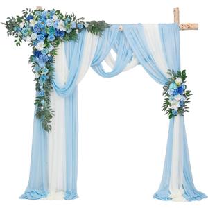 TINGE TIME Wedding Arch Flowers Kit - Deluxe 5pcs Artificial Floral Swag with 3 Sheer Drapes, Realistic Silk Flower Arrangements for Wedding Ceremony Arbor Backdrop Reception Party Home Decor
