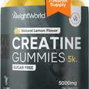 WeightWorld Sugar Free Creatine Gummies 5g (5000mg) | Pre & Post Workout Gummy | 90 Vegan Creatine Monohydrate Gummies for Men & Women (1 Month Supply) - 3 per Day | Non-GMO, Natural Lemon Flavor, BBD: 12/2027