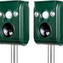 FAYINWBO Latest in 2022 Outdoor Ultrasonic Animal Repeller. Solar Animal Repellent.with Flashing LED Lights, Siren Expelled Cats, Dogs, Rac Green