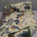 MSGKV Boho Throw Blanket 100% Cotton Blankets for Bed Couch 60''x80'', Spring Breathable Farmhouse Bird Blankets Quilt Muslin Home Decor