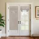 StangH 100% Blackout French Door Linen Curtain, Thermal Insulated Lightweight Window Blind Privacy Tie Up Door Shade for Bedroom Living Room,Greyish Beige, W30 x L69, 1 Panel