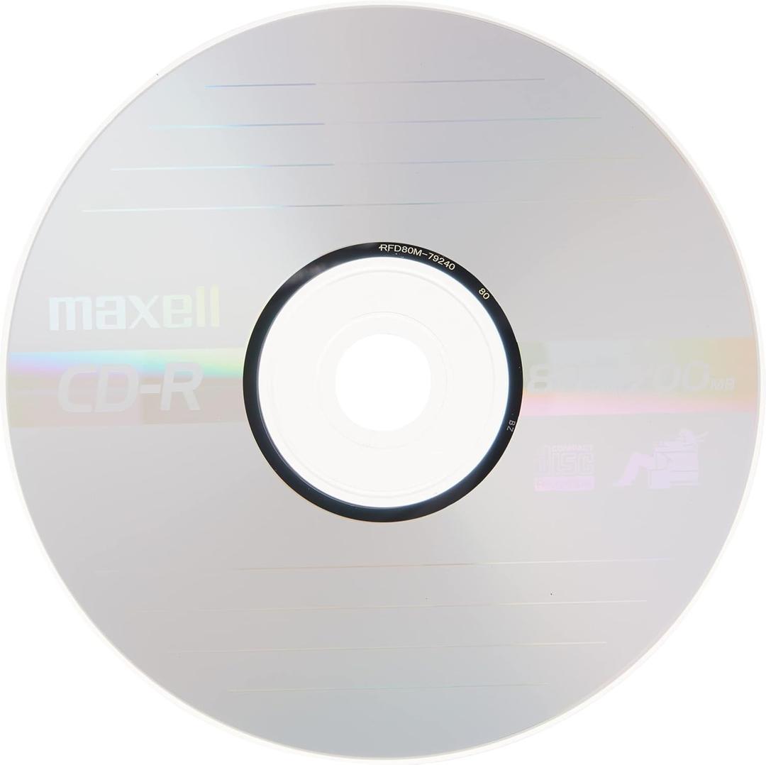 Maxell  MAX648250, Branded CD Recordable Media - Noise free Playback CDs 700Mb Storage  2x to 48x, Write Speed with 80 min - Blank CDs, Storage & Reusable Spindle Case Holder - 50 Pk, Silver