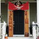 Hahafelt Pirates Door Banner Pirate Party Decoration Captain Hat Skull Crossed Swords Door Banner Nautical Porch Sign Hanging Wall Decor for Treasure Hunt Birthday Halloween Photo Prop Supplies