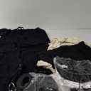 7 Pcs Men's Renaissance Costume Medieval Pirate Shirt Ankle Banded Pants Viking Costume Accessories Set (3X-Large, Black)