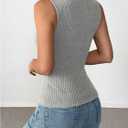 SOLY HUX Women's Lace Trim Tank Top V Neck Sleeveless Button Ribbed Knit Casual Summer Tops (Gray, M)