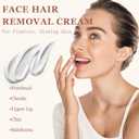 Facial Hair Removal Cream Kit for Women Face Sensitive Skin with Calm Cream, Painless Facial Depilatory Cream for Face Chin Lip Fuzz, 4 Mins Hair Remover At Home, 2.37 fl.oz w/Spatula