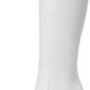 Knee High Boots Women Chunky Heeled Square Toe Boot Platform Tall Long Boots Side Zipper Gogo Boots (8.5, White)