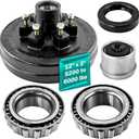 Trailer Brake Hub Drum 6 on 5.5" Bolt Circle Trailer Brake Drums kits 12"x2" for 5200 to 6000 lbs Axle Heavy Duty Trailer Brake Hub Drum Assembly for Rvs Trailer (1pc.)