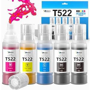 Xcinkjet 522 Ink Refill Bottles Compatible Replacement for Epson ET-2800 ET-4800 ET-2400 ET-2803 ET-2840 ET-15000 ET-2850 ET-3850 ET-4850 ET-2720 T522 Eco Tank Printer (2BK C M Y)