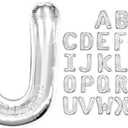 8 x Letter Balloons 40 Inch Large Alphabet A-Z Custom Name Phrase Silver Aluminum Foil Mylar Balloon Letters Reusable Balloon Banner for Birthday Anniversary Baby Shower Party Supplies Decoration
