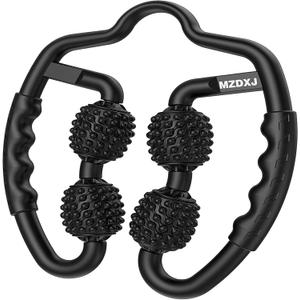 Upgraded Six-Wheel Muscle Roller - Arm & Leg Massager, Forearm & Calf Roller, Tennis Elbow Brace for Men, Carpal Tunnel & Tendonitis Relief, Perfect for Wrist, Hand, Foot, & Thigh (Black)