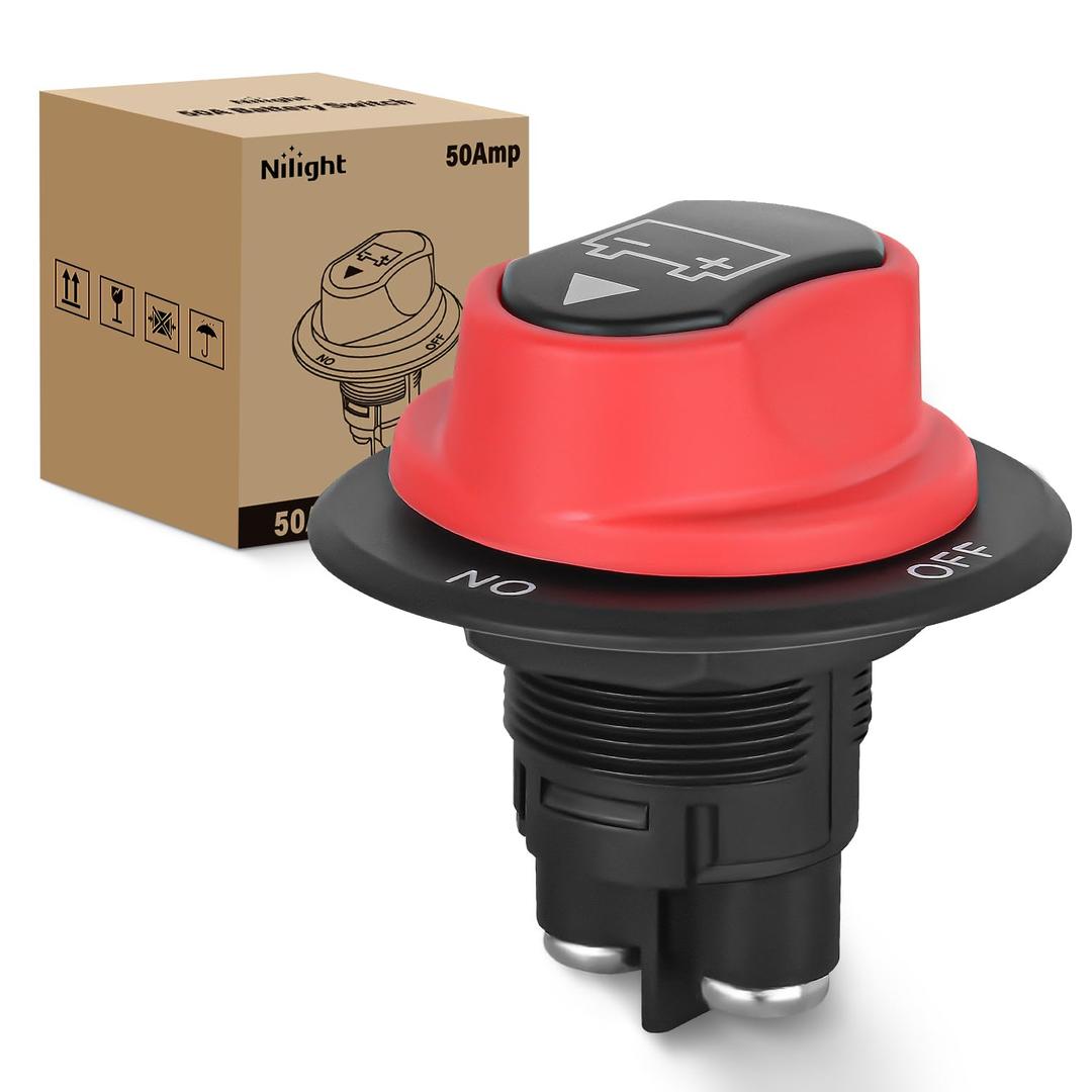Nilight Battery Disconnect Switch 50A Master Disconnect Isolator 12V-48V On Off Power Cutoff Switch Waterproof Heavy Duty for Marine Boat Car RV ATV UTV Yacht
