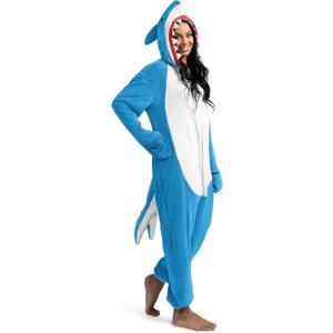 Spooktacular Creations Halloween Shark Costume, Adult Shark Costume, Jumpsuit Marine for Halloween Dress Up (X-Large, Light Blue)