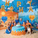 4 x Orange Blue Happy Birthday Balloons Banner Foil Balloons Heart Balloon for Orange Blue Themed Party Decoration Supplies Dog Birthday Decoration Decor Ballons Arch Kits Party Balloon Set 15pcs
