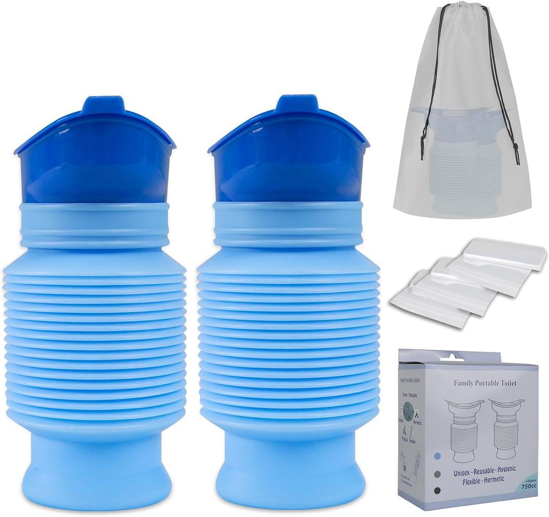 Pee Bottles for Men, Adjustable Emergency Urinal, Portable Toilet 750ML | Car Pee Bottle for Men & Women, Portable Toilet for Car, Shrinkable Personal Mobile Toilet, Travelling, Traffic Jams & Hiking, One Size