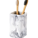 ZCCZ Toothbrush Holder for Bathrooms, White Marble Look Toothpaste and Makeup Holder, Brushes and Razors Holder, Vanity Bathroom Countertop Organizer, Toothbrush Cup