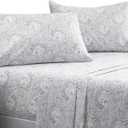 Mellanni King Sheets Set - 4 PC Iconic Collection Bedding - Hotel Luxury, Extra Soft, Cooling Bed Sheets - Wrinkle, Fade, Stain Resistant (King, Paisley Gray)