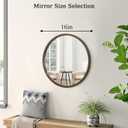 Wall Mirror Small Round Bathroom Mirror Metal Brushed Framed Rounded Corner Ative Hanging Mirror for Living Room Bedroom Entryway Farmhouse Caffee 16 inch 