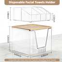 2 in 1 Disposable Facial Towel Holder and Cosmetic Organizer, Clear Storage with Bamboo Lid Compatible with Clean Skin Club Towel XL, Stackable Vanity Organizer for Bathroom Vanity Counter, 2 Tier