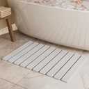 Foldable Stone Bath Mat, Quick Dry Stone Drying Mats for Bathroom, Super Absorbent Bath Mat, Non Slip, Large Diatomaceous Earth Dish Drying Mats for Kitchen Counter 23.5 x 15.4in, White