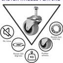 2" Caster Wheels, Threaded Stem Casters Set of 4 Heavy Duty, 5/16''-18 x 1" (Screw Diameter 5/16", Stem Length 1"), Rubber Swivel Casters for Cart Furniture (4 Swivel)