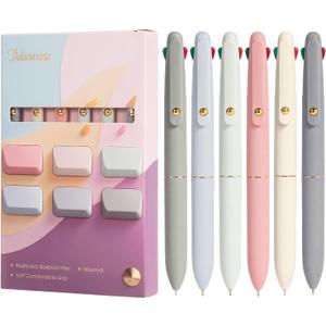 Ddaowanx Multicolor Pens, 4-in-1 Colored Ballpoint Pen 0.5mm Fine Point Smooth Writing,Nurse Accessories for Work,Gifts for Teen Girls,6-Count
