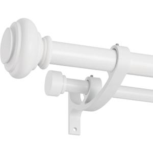 Double Curtain Rods 72 to 144 Inches with Solid Aluminum Alloy Brackets, 1 Inch Adjustable Drapery Rod, Heavy Duty Dual Curtains Rod for Window, Sliding Door, Bedroom Decoration, Matte White