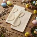 Gilprop 2 Pack Easter Bathroom Hand Towel Cotton Beige Bunny 3D Pattern Dish Towel Easter Gift Set Spring Bunny Bathroom Decor 29 x 13.5 Inch