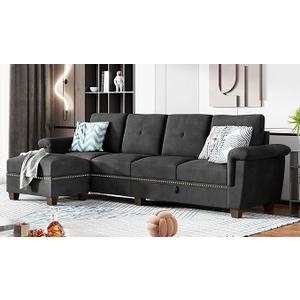 Shintenchi Sectional Couch, Convertible L Shaped Couch with Storage, Modular Sectional Sofa with Storage Ottoman for Living Room, Apartment, Office, Deep Grey