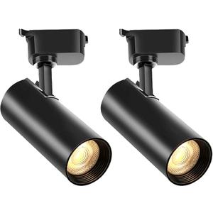 2-Pack 20W White H-Type LED Track Spotlights, 4000K Natural White Dimmable, Includes Free 7.28" Oval H Track Base – Ideal for Closet, Vanity, Art Display & Retail Shop