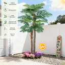 8FT Artificial Palm Tree for Outdoor, UV-Resistant Large Silk Artificial Plants Outdoor Indoor, Realistic Tropical Fake Palm Tree Decor for Poolside Patio Home Living Room