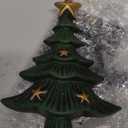 Chalily 3-D Christmas Tree Stocking Holder Cast Iron Hooks for Christmas Socks Hand Painted Green & Gold Easily Rest on a Mantel, Fireplace, or Book Shelf Heavy Duty & Durable Holiday Season Decor