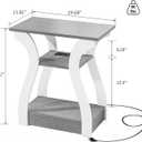FROMJBEST End Tables Living Room Set of 2,Grey End Table with Charging Station,Grey Side Table, Nightstand for Bedroom, 3 Tier End Table with Storage Shelf for Living Room