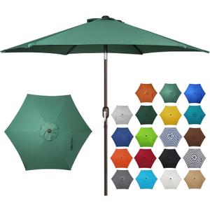 Blissun 7.5 ft Patio Umbrella, Yard Umbrella, Outdoor Market Umbrella with Push Button Tilt Crank, Seaglass