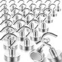 30Pcs Super Strong Magnetic Hooks, 25lbs Magnetic Hook Heavy Duty for Hanging, Rare Earth Neodymium Magnet Hooks, for Cruise Ship Camping Grill Kitchen Fridge Garage Wall