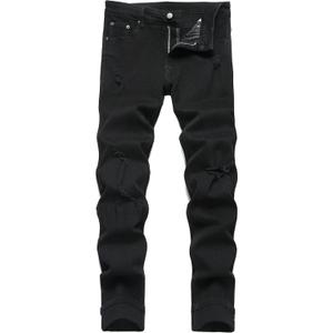 LZLER Mens Ripped Jeans,Distressed Destroyed Slim Fit Straight Leg Denim Pant with Holes (28, Black-979)