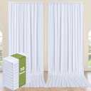 10 Panels 5x12ft White Backdrop Curtains for Wedding Parties, Wrinkle Free Polyester 12 ft Long Photo Backdrop Drapes Back Drop Cloth for Birthday Baby Shower Ceremony Photography Background