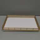 Large Bathroom Vanity Tray 13" x 8" Oak Decorative Wooden Tray for Bathroom Countertop & Vanity Organizer, Wood Tray for Perfume, Skincare & Accessories Storage, Vanity Dresser Decor Gold & White