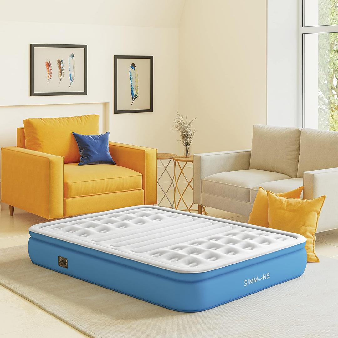 Simmons Lumbar Firm Tri-Zone Air Mattress with Built-in Pump and Extra Lumbar Support: Queen