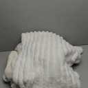 Amlie Home Faux Fur Throw Blanket for Couch, Cozy Fuzzy Fluffy Fur Luxurious Soft Striped Plush Gift Blankets for Family Sofa Chair Bedroom, 55"x70", Ivory