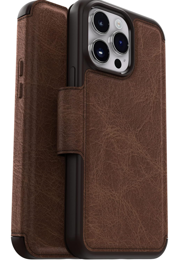 OtterBox iPhone 14 Pro Max (ONLY) Strada Series Case - Espresso (Brown), Card Holder, Genuine Leather, Pocket-Friendly, Folio case